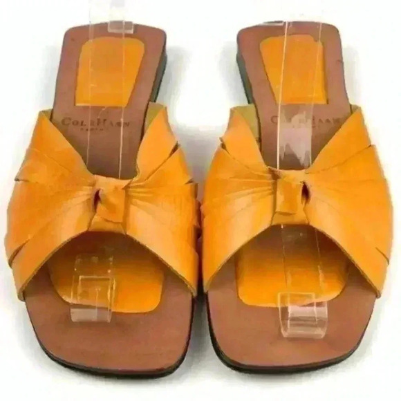 Cole Haan country sandals size 7.5 yellow leather coastal granny 90s vintage - Picture 1 of 8